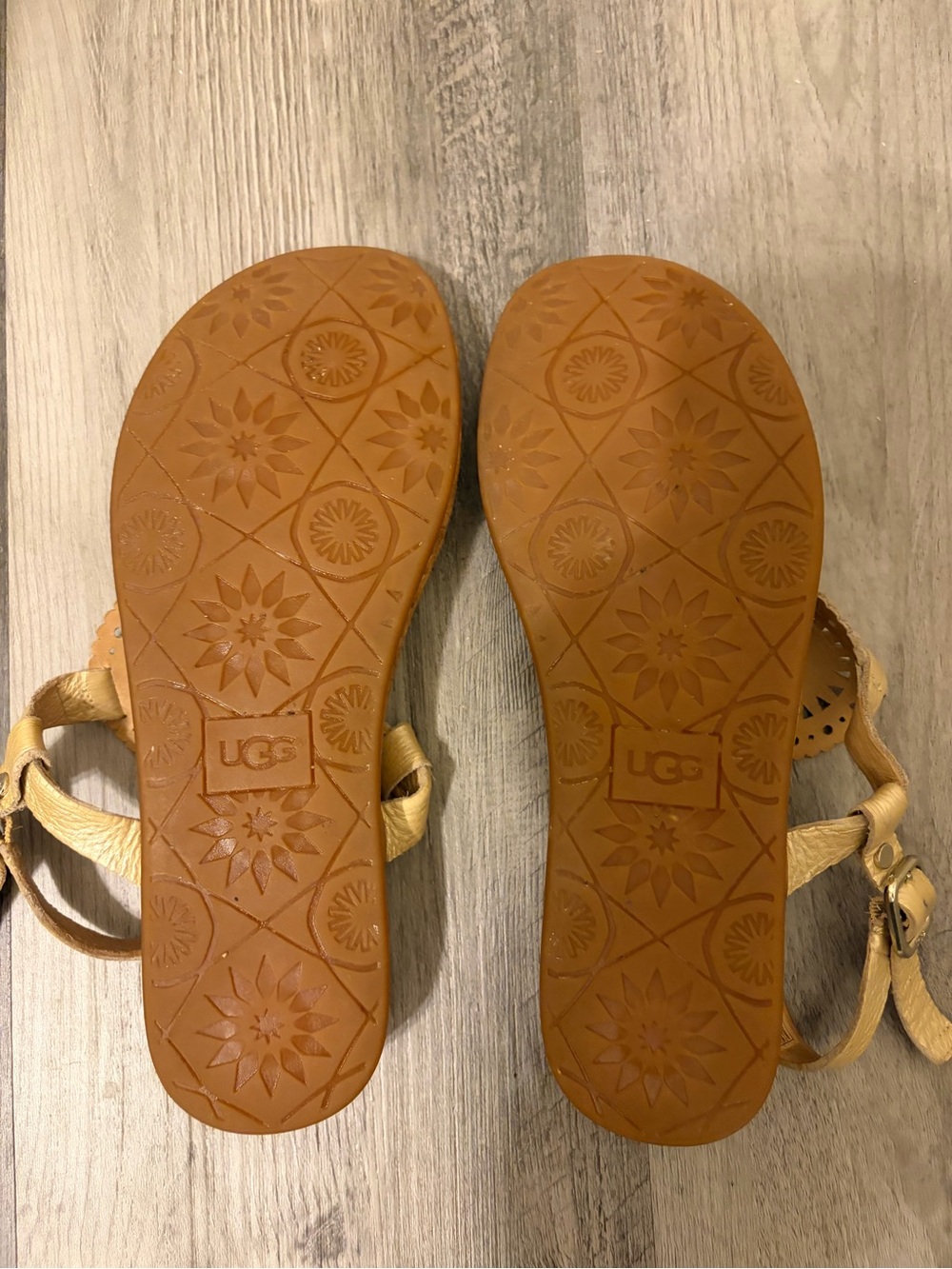 UGG Ayden II Women's Gold Leather Sandal Size 7.5 - Picture 8 of 8